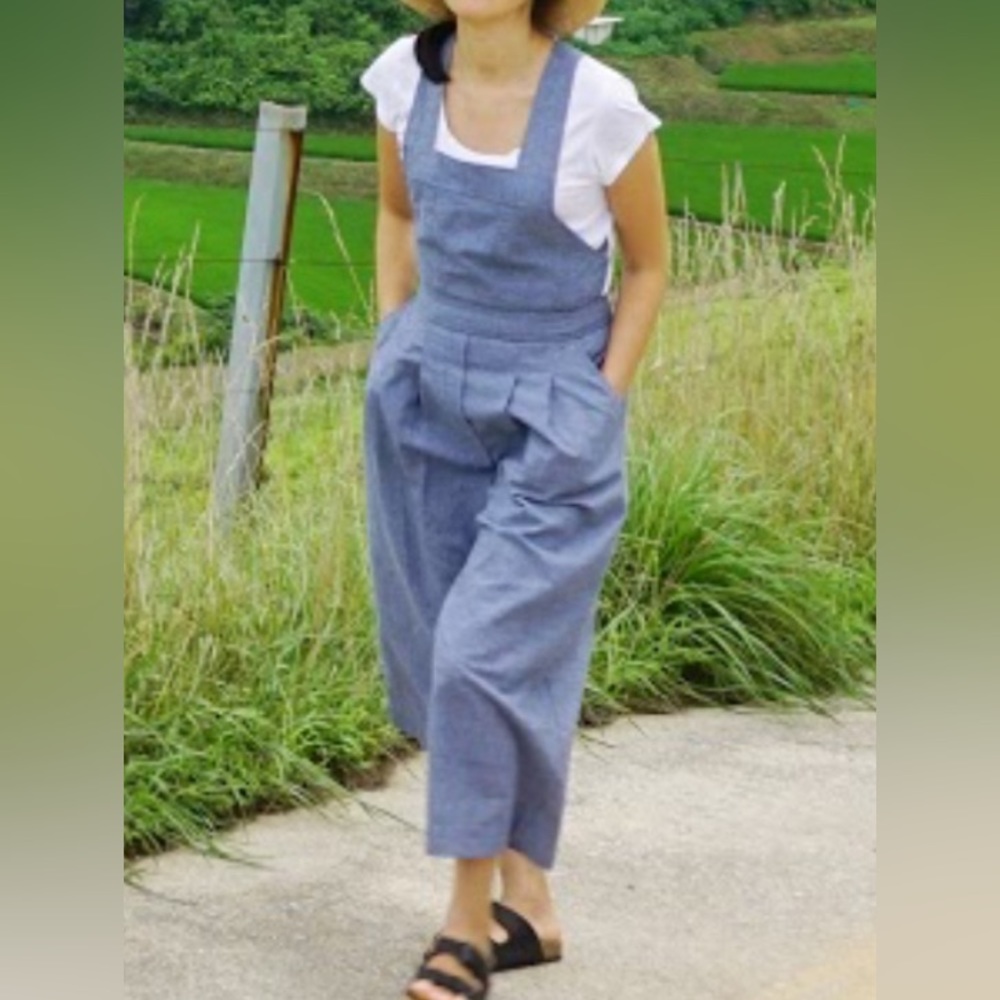 High waisted wide leg overalls